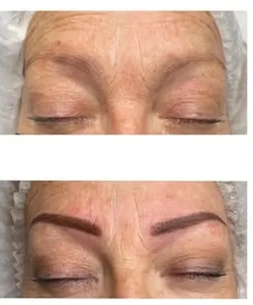 Cejas antes y después de la micropigmentación
